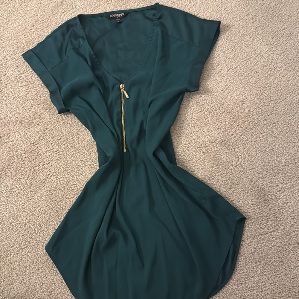 Express Women's Teal Top with Gold Accent